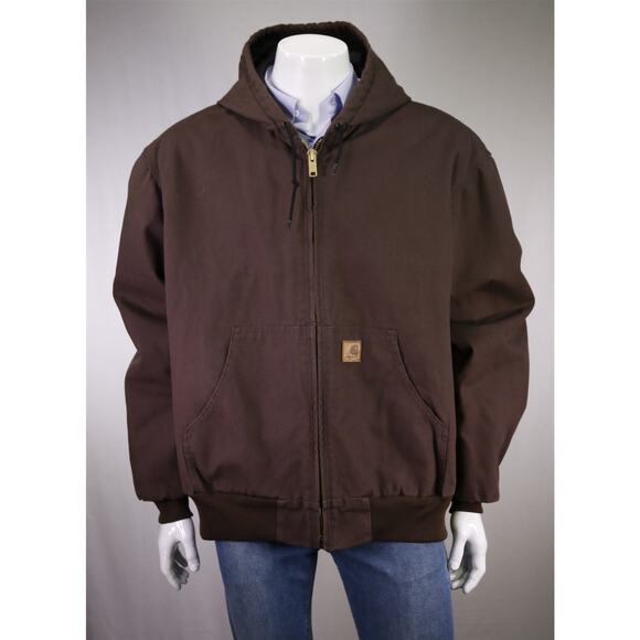 Carhartt Mens J280 DK8 Brown Washed Duck Active Quilt Lined Hooded Jacket 2XL - Picture 1 of 9